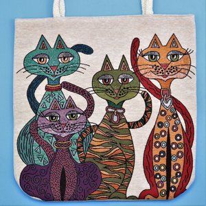 Tapestry Bag Tote Cats Shopping Beach Gym Shoulder 16"x 15" Unique Design New